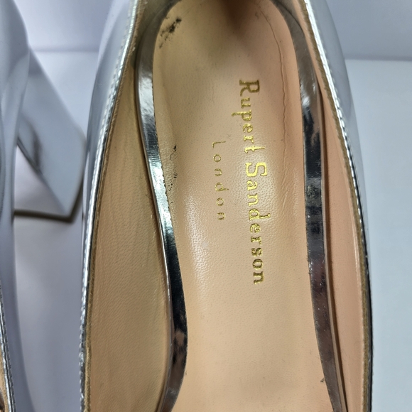 Rupert Sanderson London Naxos Mirror Pump Women's Leather Silver Shoes Size 40/9 - Picture 11 of 16